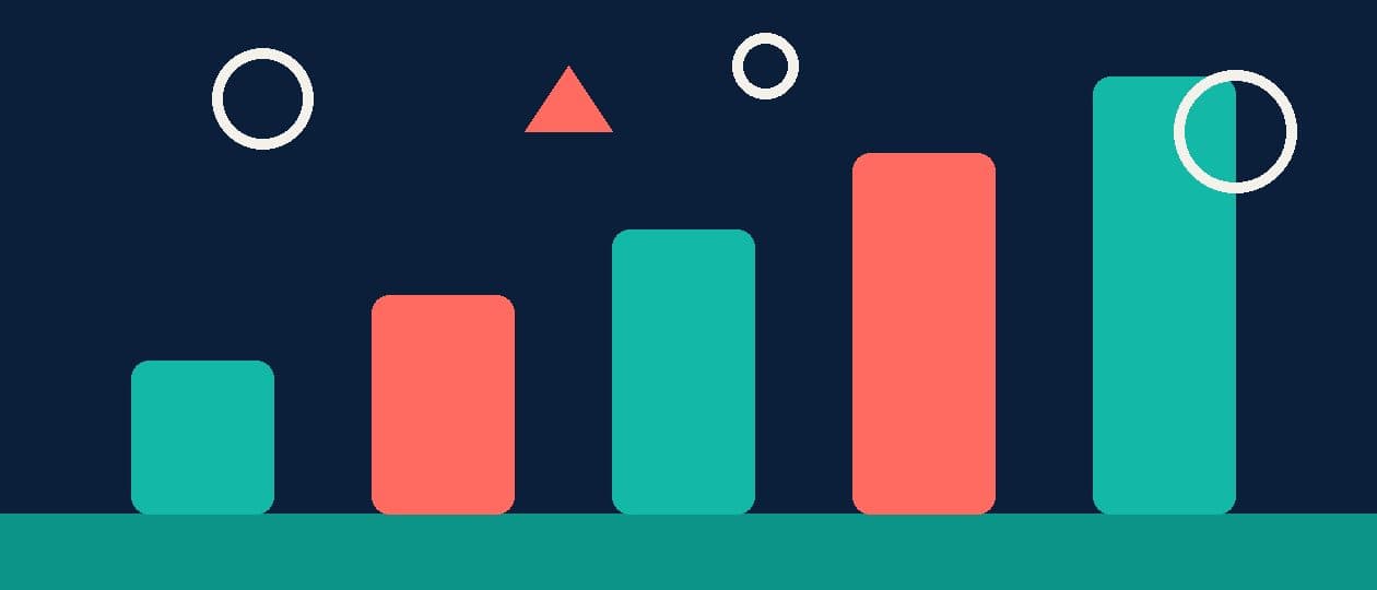 Abstract flat illustration in teal, navy and coral representing a 40 LPA salary breakup in India