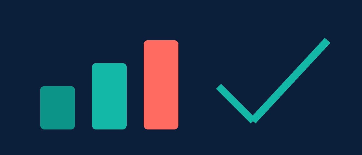Abstract flat illustration in teal, navy and coral representing an interview conversation about strengths