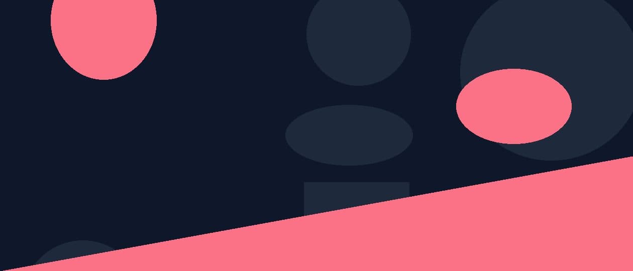 Abstract flat illustration in teal, navy and coral with geometric salary and chart shapes