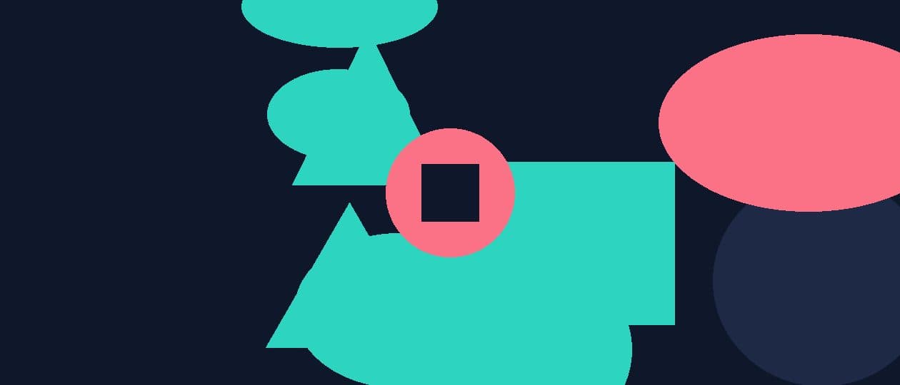 Abstract geometric composition in teal, navy and coral representing listing references on a resume
