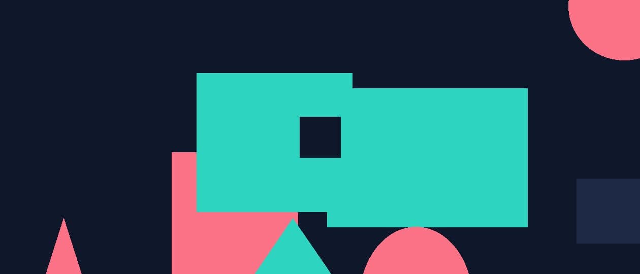 Abstract geometric composition in teal, navy and coral representing a banking resume format