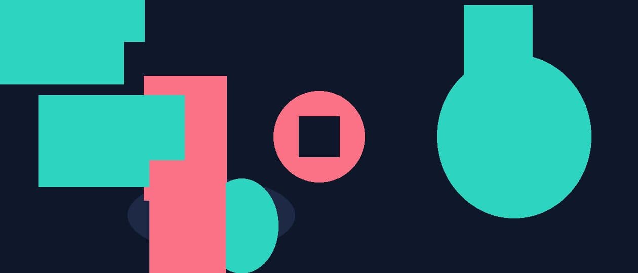 Abstract geometric composition in teal, navy and coral representing LinkedIn recommendations