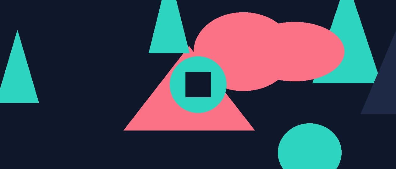 Abstract geometric composition in teal, navy and coral representing job hopping on a resume