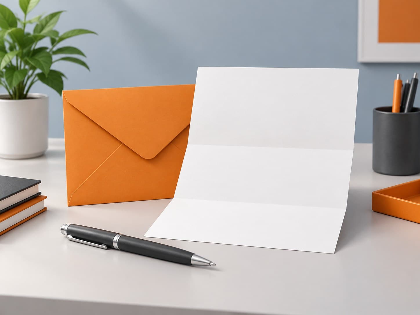 Illustration of an envelope and formal letter on a desk, representing a relieving letter