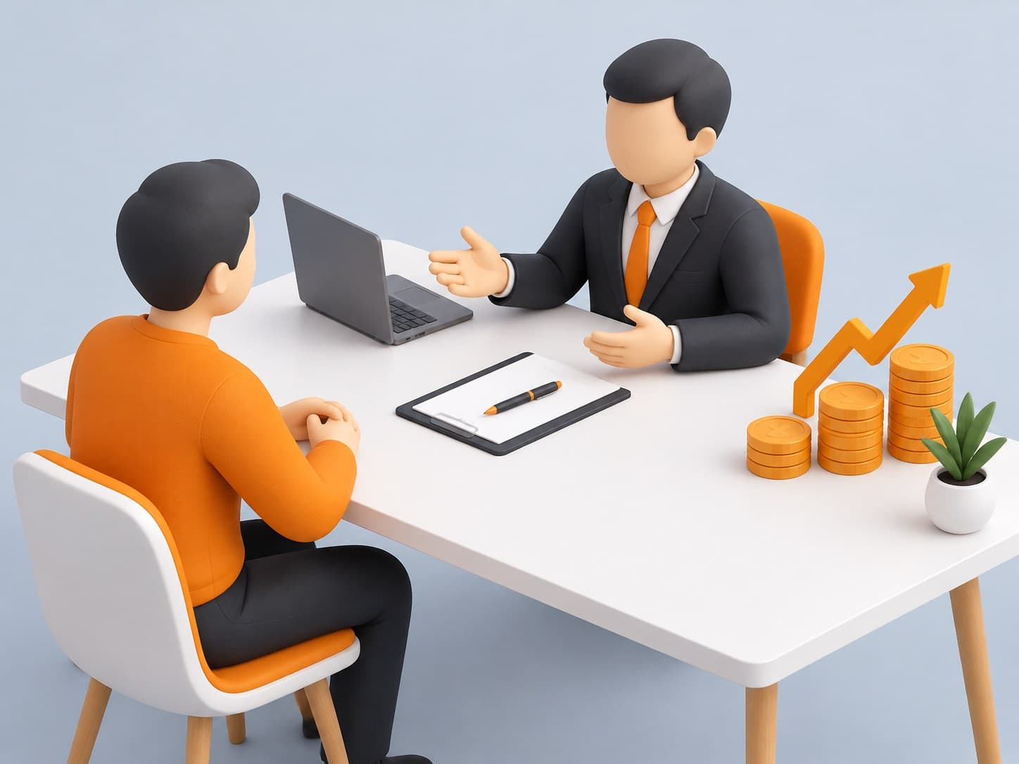 3D illustration of a desk scene about how to negotiate salary