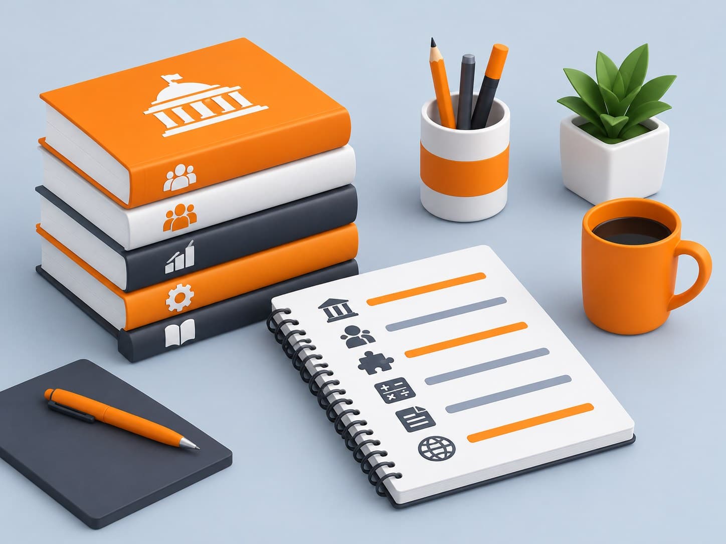 3D illustration of a desk scene about ssc cgl syllabus